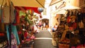 Narrow shopping street in medieval village of Valbonne, Provence, France